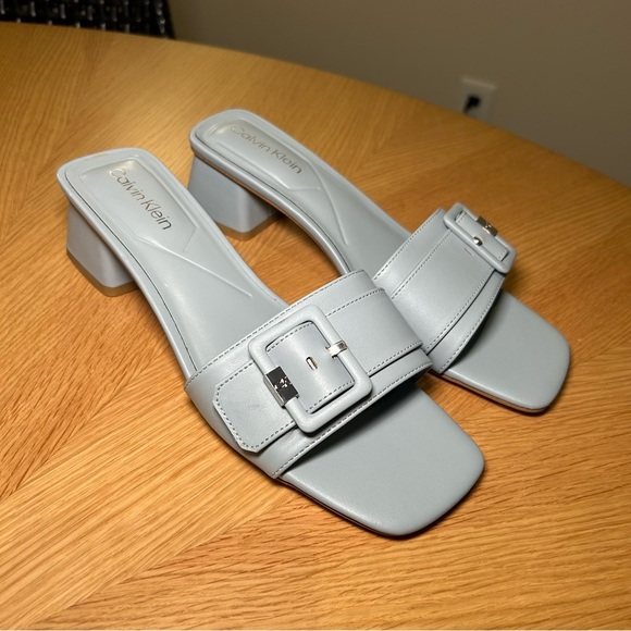 Calvin Klein Shoes - Calvin Klein Light Blue Ariella Block Heel Sandals